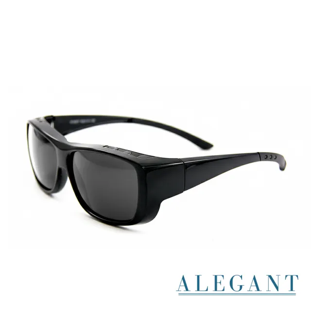 【ALEGANT】輕奢時尚透氣方框全罩式防滑彈力鏡腳偏光墨鏡/外掛式UV400太陽眼鏡-3色(台灣製造/包覆式套鏡)
