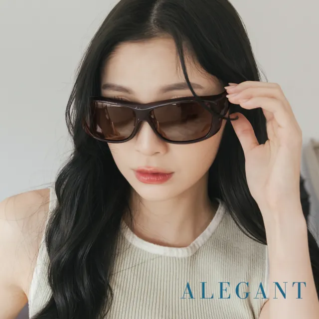 【ALEGANT】輕奢時尚透氣方框全罩式防滑彈力鏡腳偏光墨鏡/外掛式UV400太陽眼鏡-3色(台灣製造/包覆式套鏡)