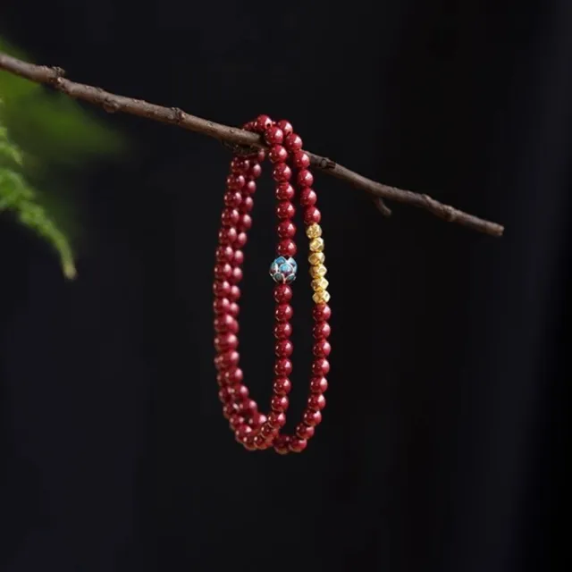 【Penny 珮妮】硃砂純銀蓮花 雙圈手鍊(母親節 情人節 生日禮物 交換禮物 送女友 尾牙 新年 結婚)