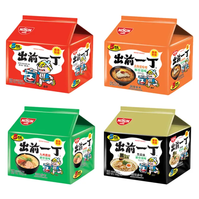 【NISSIN 日清】出前一丁九州濃湯豬骨湯味速食麵100gX5入/袋(泡麵)