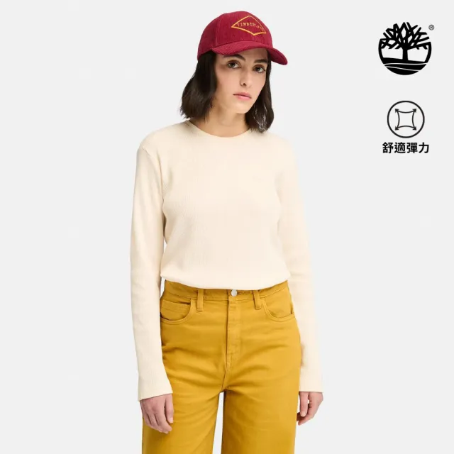 【Timberland】女款白煙色休閒長袖T恤(A6187V04)
