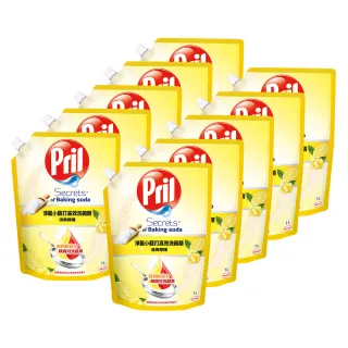 【Pril 淨麗】雙11限定/小蘇打植萃洗碗精補充包 1000mlx10包/箱(檸檬/草本/檸檬草 /天然環保/強力去油)