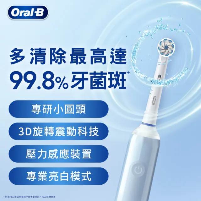【Oral-B 歐樂B】PRO4 3D電動牙刷-曜石黑/貝加爾湖藍
