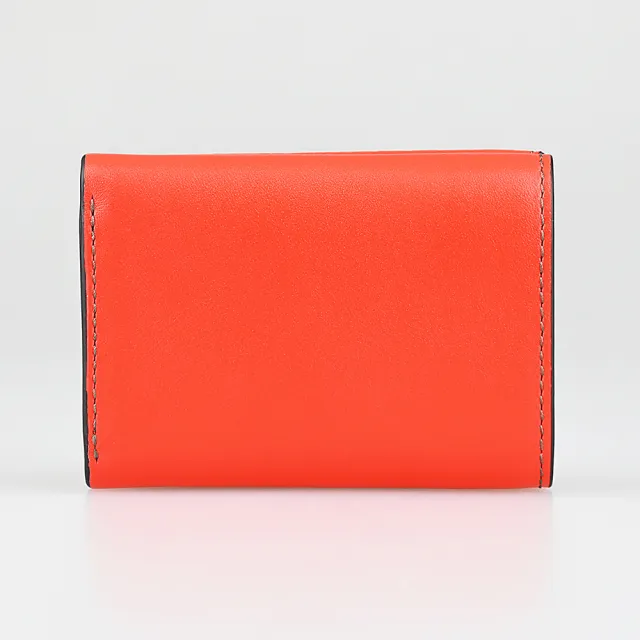 【FURLA 芙拉】FURLA Primula復古金LOGO小牛皮3卡按釦式三折短夾(迷你/橘紅)