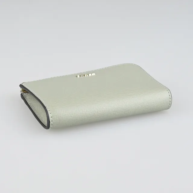 【FURLA 芙拉】FURLA Babylon雷雕金字LOGO防刮牛皮L型拉鍊零錢鑰匙包(大理石灰x內芭蕾粉)