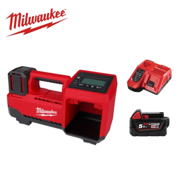 【Milwaukee 美沃奇】18V輕巧打氣機 工業打氣機 充氣 救援(M18BI主機+1顆5.0電池+充電器)
