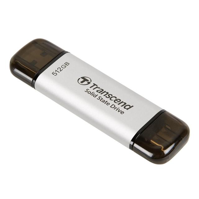 【Transcend 創見】ESD310S 512GB USB3.2 高效能雙介面 外接SSD固態行動碟-極光銀(TS512GESD310S)