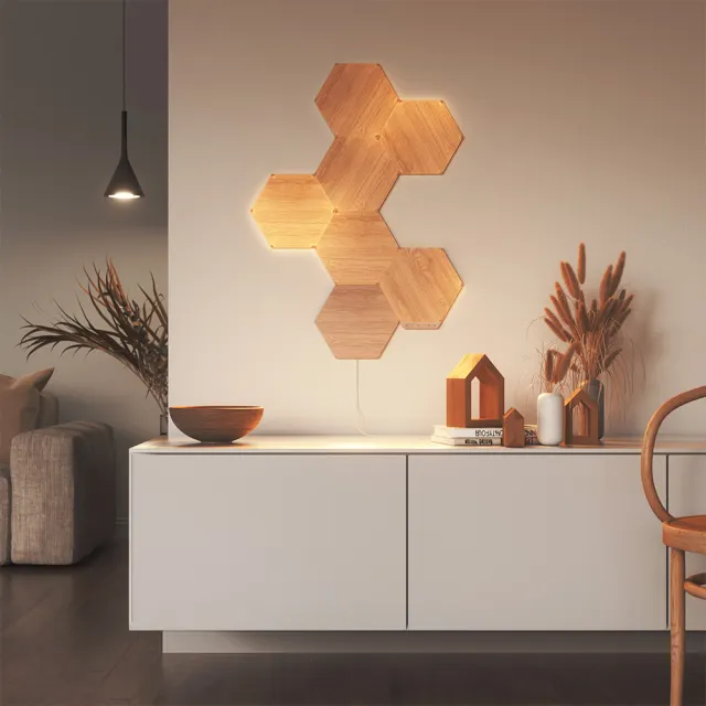 【nanoleaf】Elements 智能六角燈3片擴充組-木紋(RGB LED 觸控 音樂 氣氛燈 LED燈 像素燈 壁燈)
