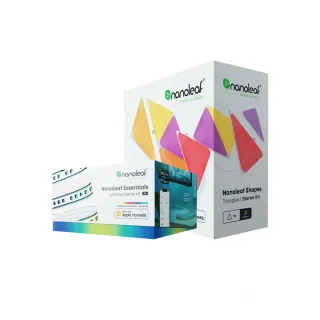 【Nanoleaf】造型組合-智能三角燈9片組+智能燈帶2M(RGB LED 觸控 音樂 氣氛燈 像素燈)