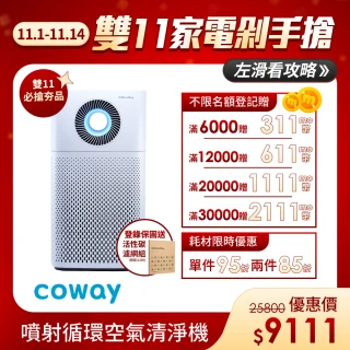 【Coway】【抑制流感】10-20坪 噴射循環除臭抗敏清淨機 AP-1516D(登錄保固送活性碳濾網)