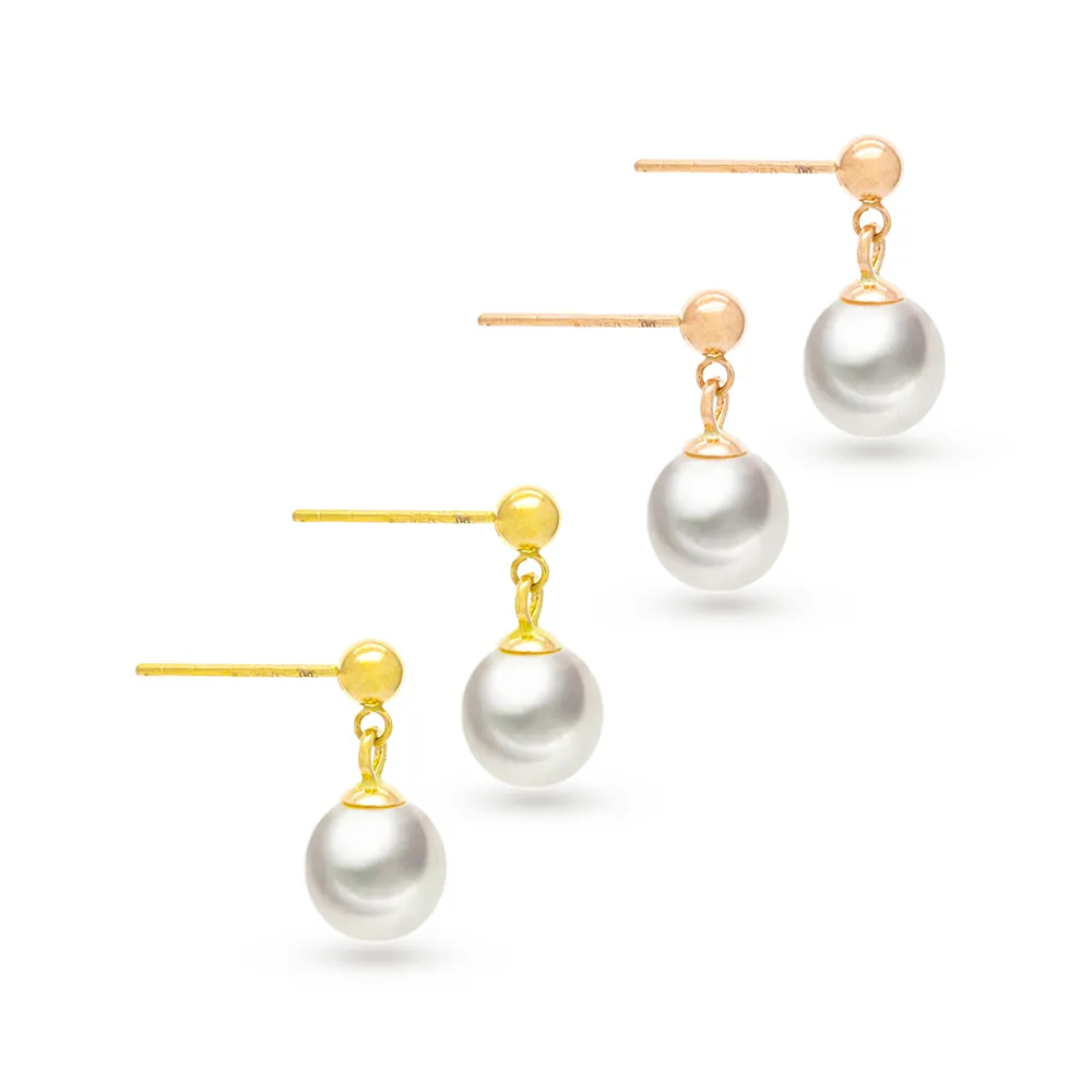 【JR.L金瑞利珠寶】雙12 天然珍珠 蜜糖18K金珍珠耳環(6-6.5MM)