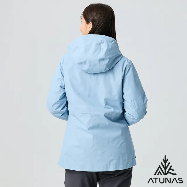 【ATUNAS 歐都納】女款防風防水2IN1+羽絨兩件式外套(A1GA2502W霧藍/風衣/保暖/戶外休閒旅遊/日常*)