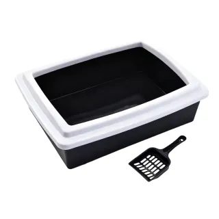 【寵物夢工廠】半封閉方形貓砂盆(方形貓砂盆 防濺砂 貓砂盆 貓砂鏟 貓砂 貓廁所 貓便盆 貓尿盆)