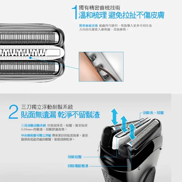 【BRAUN 百靈】三鋒系列電動刮鬍刀/電鬍刀-黑  充插兩用(3020s-B)