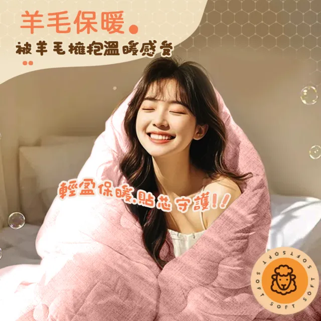 【Sleep Peacefully 寢室安居】石墨烯羊毛保暖水洗被2.0KG 棉被 四季被(180*210CM / 多色可選)