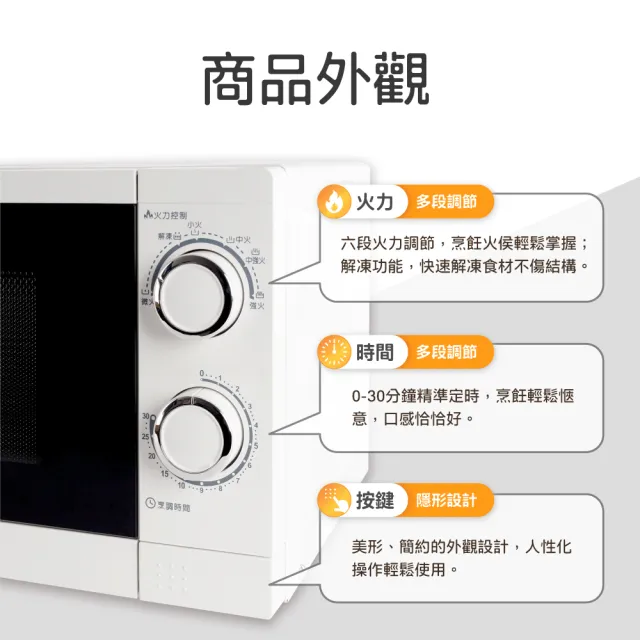 【HERAN 禾聯】20L轉盤式微波爐(HMO-20G1T)