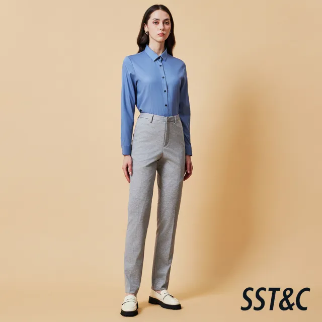 【SST&C】女裝 可機洗_針織淺灰紋理西裝褲-825212020111(換季65折)