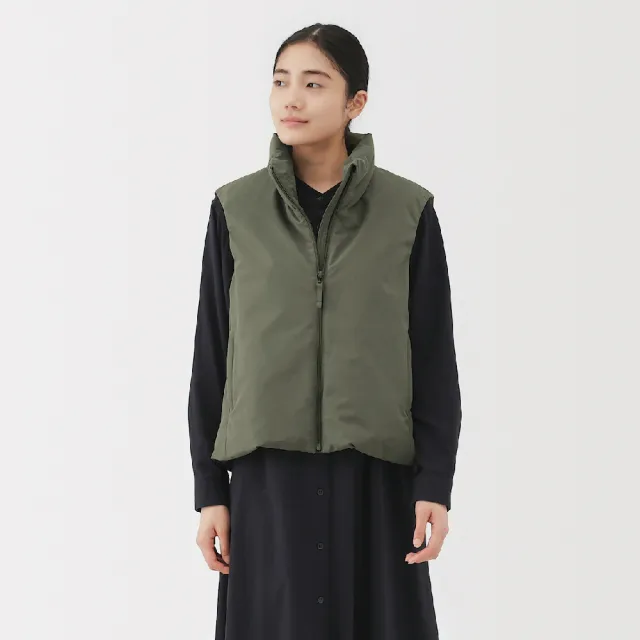 【MUJI 無印良品】女蓬鬆鋪棉背心(黑色/象牙白/卡其綠)