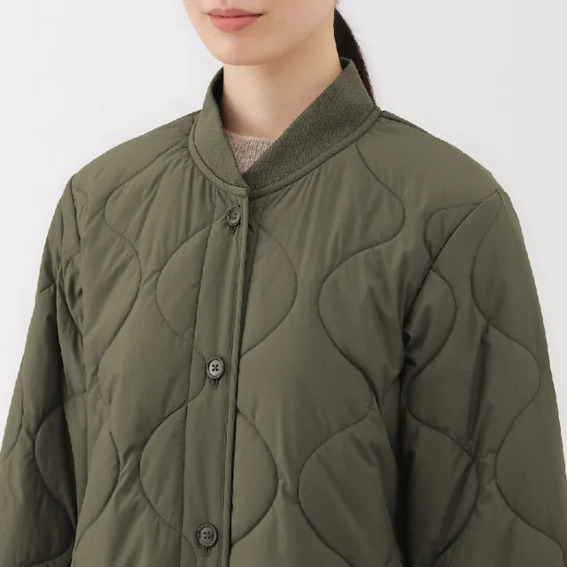【MUJI 無印良品】女蓬鬆鋪棉刺縫大衣(黑色/深米/卡其綠)