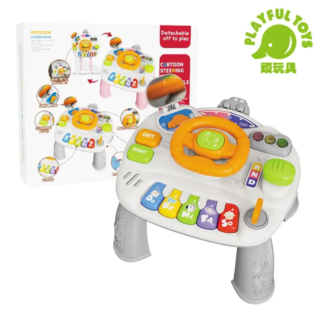 【Playful Toys 頑玩具】方向盤遊戲桌(1歲 可綁帶 聲光 益智 方向盤玩具 嬰兒玩具)
