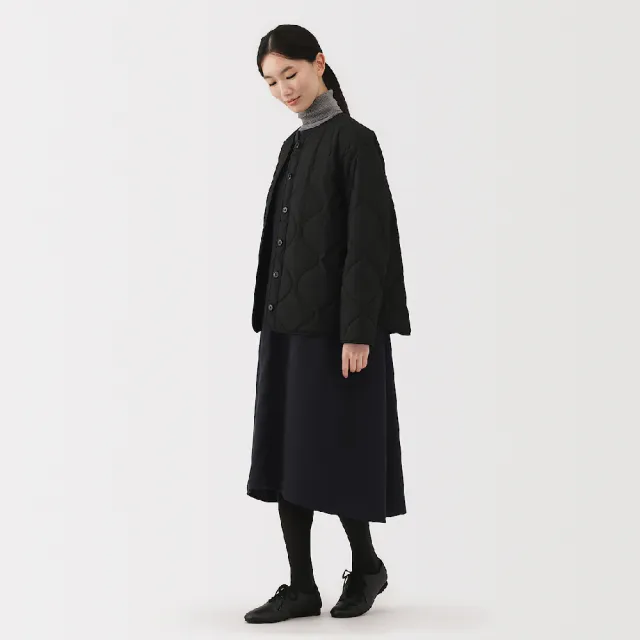 【MUJI 無印良品】女起毛長袖洋裝(深灰/暗藍)