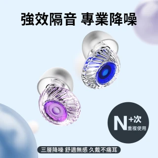 【SUNORO】三重隔音降噪耳塞 矽膠防水抗噪睡眠耳塞 濾波器靜音耳塞 旅行耳塞(附替換耳塞頭)