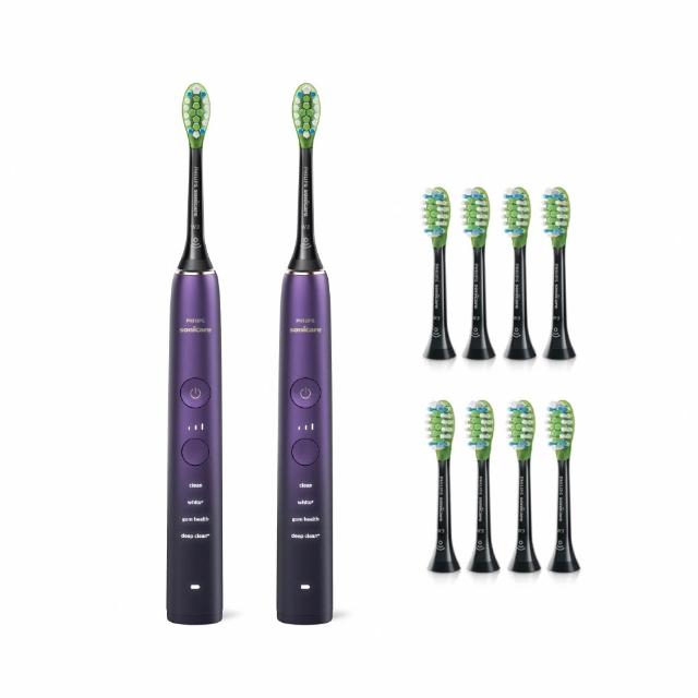 【Philips 飛利浦】官方直營 Sonicare亮白隨行智能鑽石音波電動牙刷 HX9911/69紫鑽-雙入組