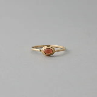 【ete】[Garnet] K10YG 豐滿圓鑲石榴石戒指(金色)