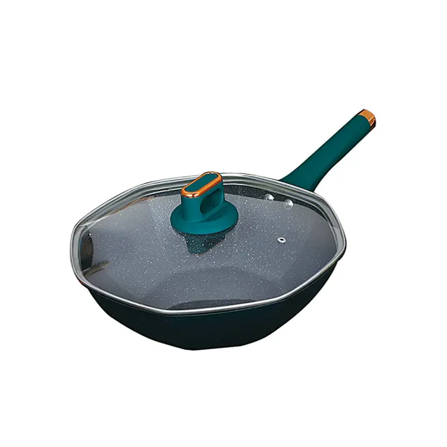 【鵝頭牌】麥飯石八角不沾深炒鍋32cm+雙耳湯鍋24cm(CI-3200+CI-2224B)