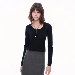 【MOMA】激瘦羅紋大U領針織上衣(兩色)