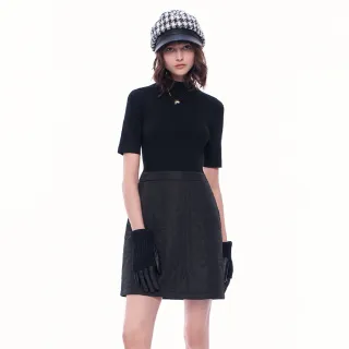 【MOMA】羊毛針織鋪棉絎縫愛心紋連身裙(黑色)