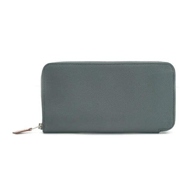 【Hermes 愛馬仕】展示品 SilkIn Classique 古典神話圖騰牛皮絲巾長夾(板岩深灰)