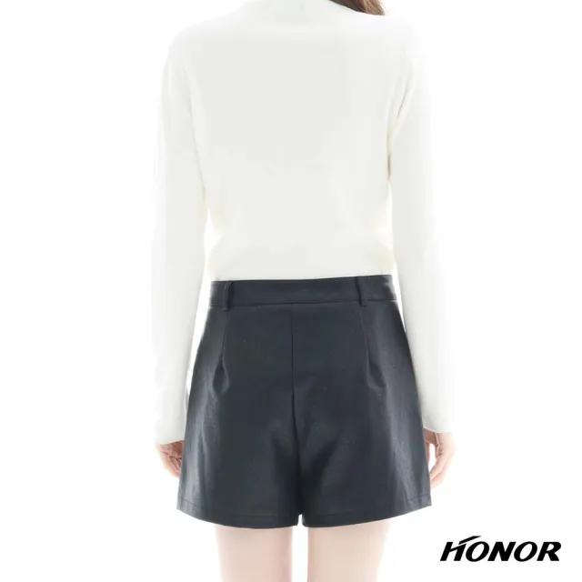 【HONOR 山形屋】出清品 素色百搭單釦皮質短褲-黑/杏(限定出清)