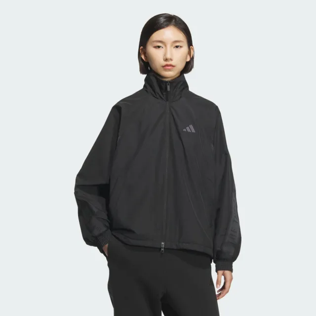 【adidas 愛迪達】外套 女 運動立領外套 亞規 WORD WV JKT 黑 JZ8444