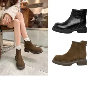 【T2R】正韓空運-真皮 麂皮 內增高馬丁靴-增高約8公分-黑/棕(5985-3191/5985-3192)