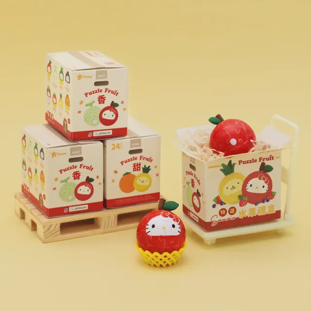 【Pintoo】三麗鷗水果禮盒 - 拼圖盲盒 - 整盒8入 - Hello Kitty 酷洛米 大耳狗