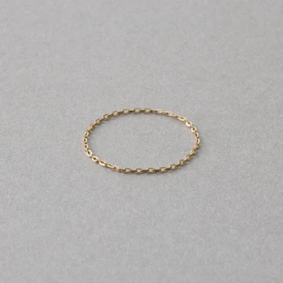 【ete】K18YG 簡約鏡面切割鍊戒指(金色)