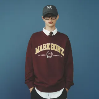 【Mark Gonzales官方旗艦】男女同款  MG CAMPUS 大學T-酒紅色