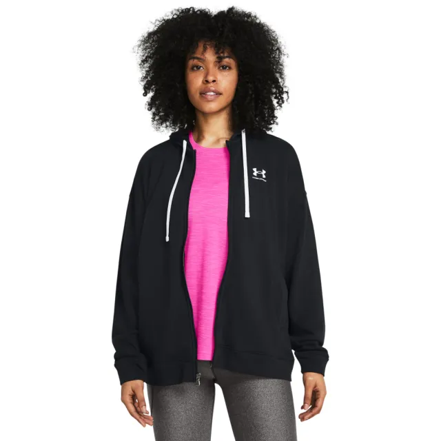 【UNDER ARMOUR】UA雙11精選 女 Rival Terry Oversize 毛巾布 連帽外套(2色任選)