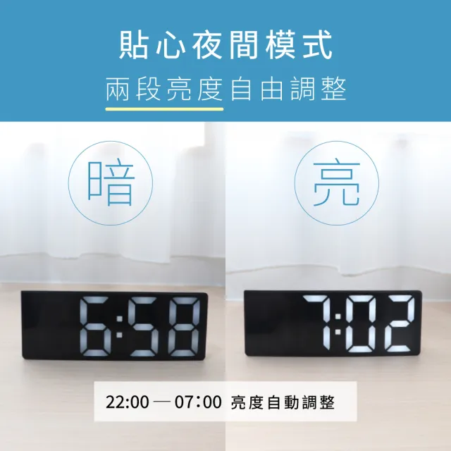 【KINYO】LED大數字鏡面電子鐘 數字鐘 鬧鐘(日期 溫度顯示 聲控喚醒 TD-540)