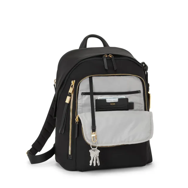 【TUMI】Voyageur Halsey 都會休閒後背包 - 黑金色(TUMI 官方旗艦店)