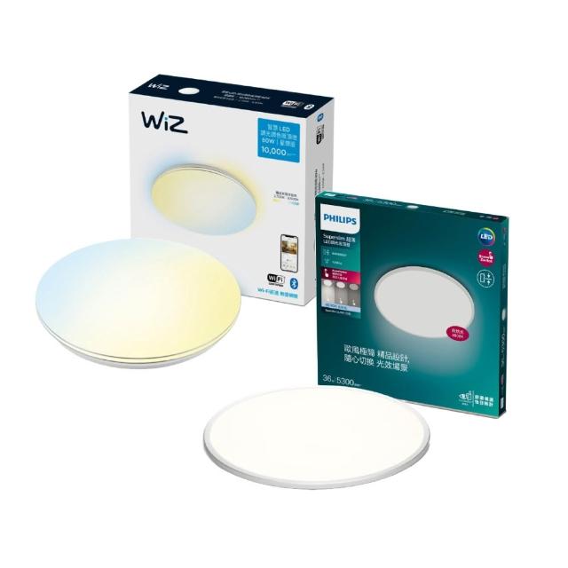 【Philips 飛利浦】SMART LED 智慧 吸頂燈星鑽版+超薄吸頂燈組(PW012P+PA018)