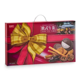 【盛香珍】歐式午茶餅乾精選禮盒580g-附提把(內含6款人氣餅乾-年節品/送禮)