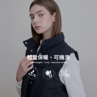 【GIORDANO 佐丹奴】女裝舖棉立領背心 E-care輕暖系列(09 標誌黑)