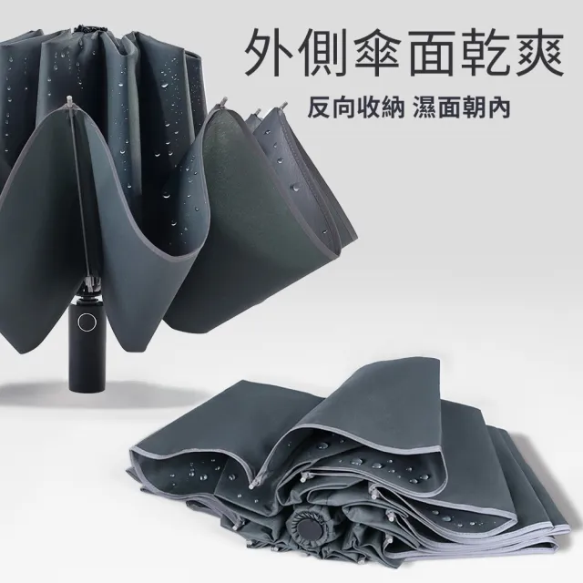 【雨傘王】2入組 10骨反向傘 車用折疊傘 超抗風傘骨 開車必備 反光邊條(BigPurple超值款無維修)