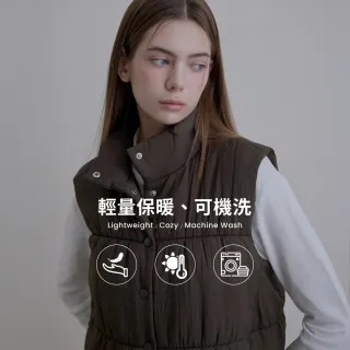 【GIORDANO 佐丹奴】女裝舖棉立領背心 E-care輕暖系列(32 深綠)
