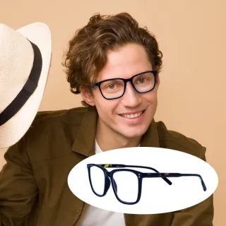 【EYEFUL】抗藍光老花眼鏡 文青黑框大鏡面(高質感 濾藍光鏡片 大鏡框 彈簧腳)