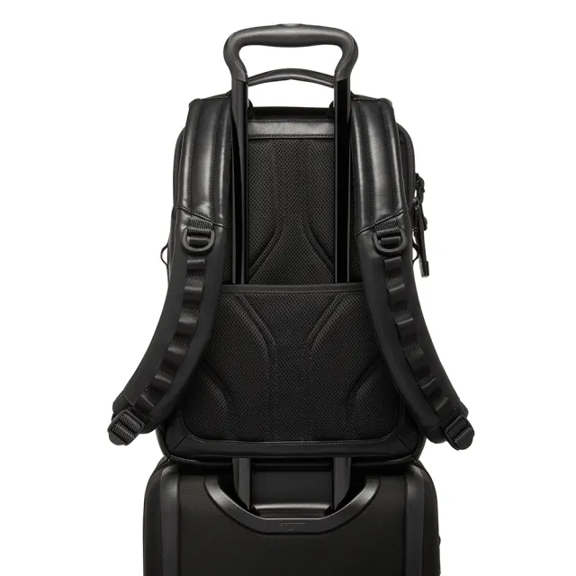 【TUMI】Alpha Bravo Dynamic 皮革商務休閒背包 - 黑色(TUMI 官方旗艦店)