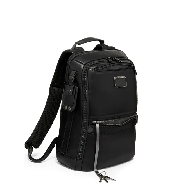 【TUMI】Alpha Bravo Dynamic 皮革商務休閒背包 - 黑色(TUMI 官方旗艦店)