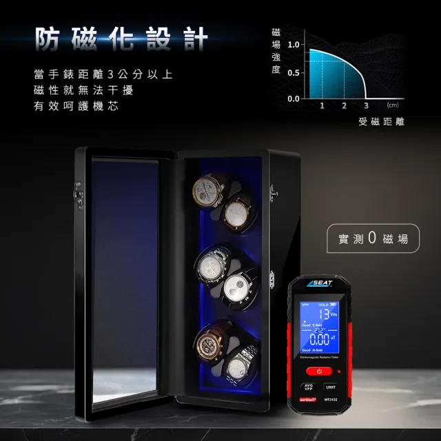 【MASTER】旋轉手錶盒 6錶盒 錶盒收納盒 自動上鍊機 手錶上鍊盒 機械錶盒 618-MW6B(手錶展示架 立式搖錶)